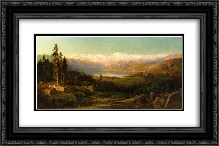 Rocky Mountains 24x16 Black Ornate Wood Framed Art Print Poster with Double Matting by Hill, Thomas