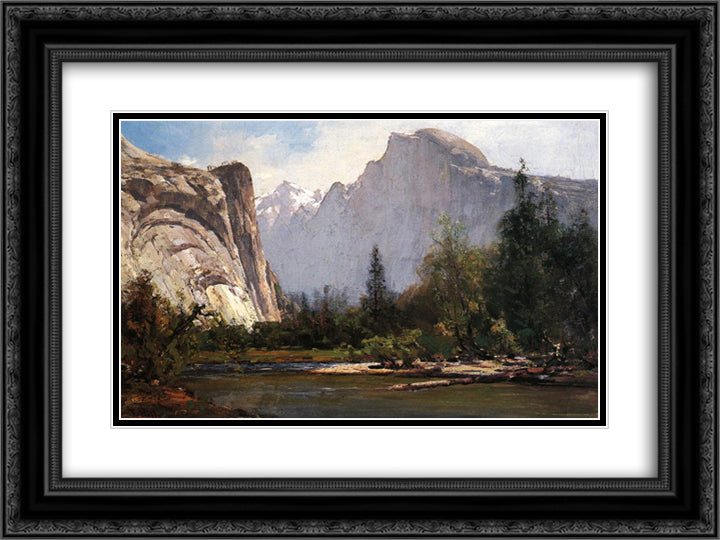 Royal Arches and Half Dome, Yosemite 24x18 Black Ornate Wood Framed Art Print Poster with Double Matting by Hill, Thomas