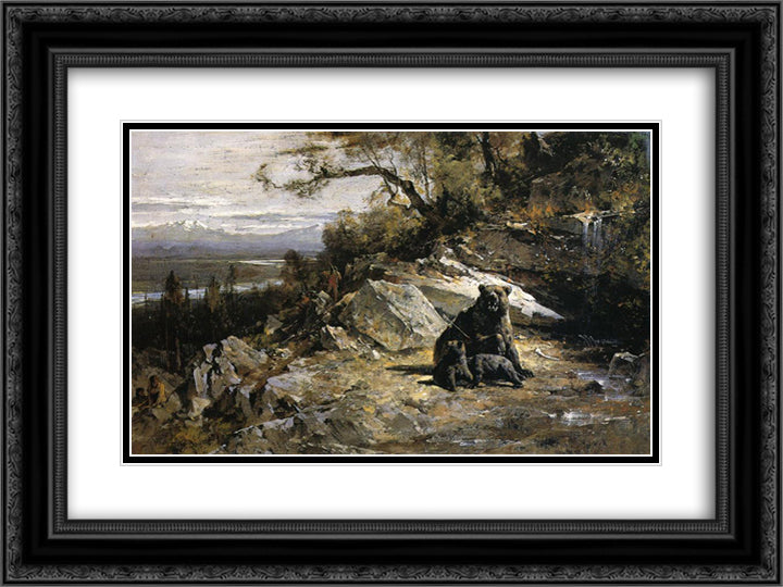 Squaw Valley near Now-ow-wa 24x18 Black Ornate Wood Framed Art Print Poster with Double Matting by Hill, Thomas