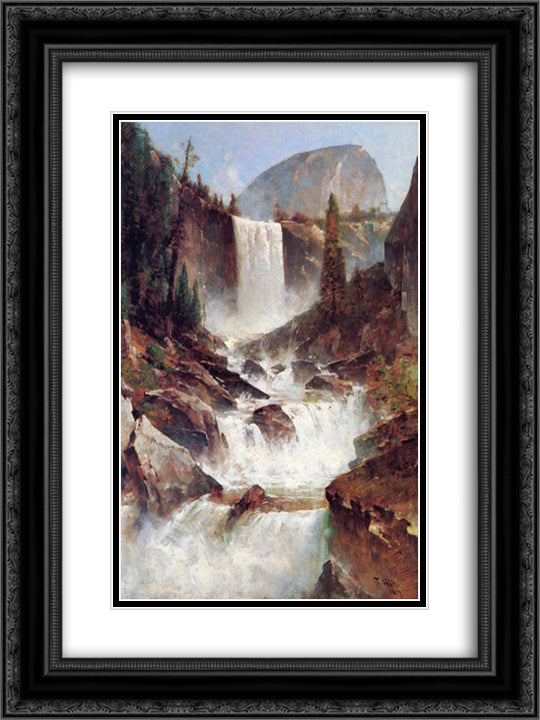 Vernal Falls, Yosemite 18x24 Black Ornate Wood Framed Art Print Poster with Double Matting by Hill, Thomas