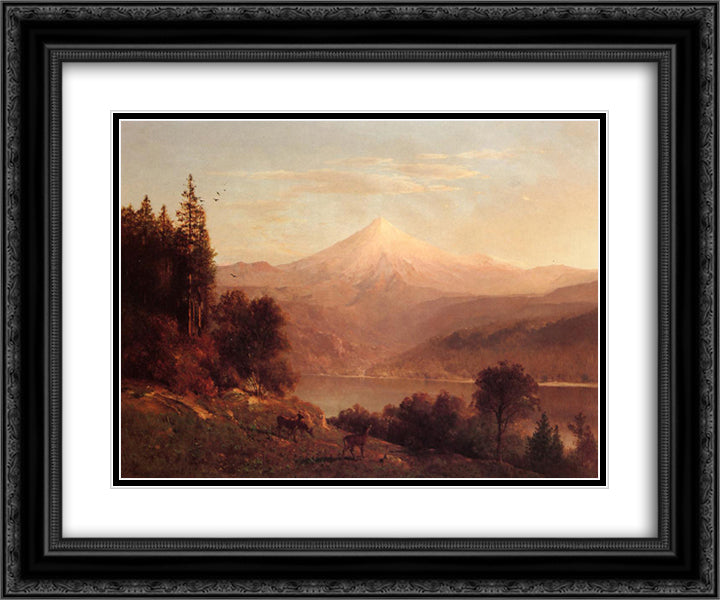 View of Mount Hood 24x20 Black Ornate Wood Framed Art Print Poster with Double Matting by Hill, Thomas