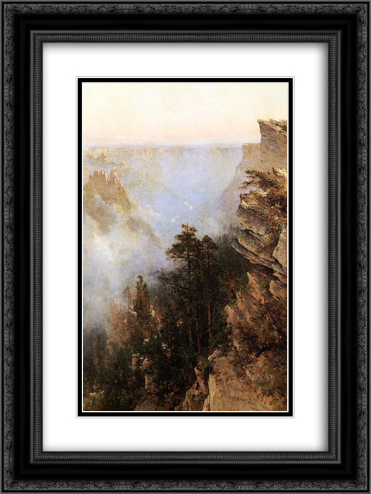Yosemite Canyon 18x24 Black Ornate Wood Framed Art Print Poster with Double Matting by Hill, Thomas