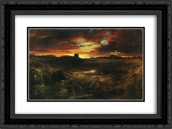 Childe Roland to the Dark Tower Came 24x18 Black Ornate Wood Framed Art Print Poster with Double Matting by Moran, Thomas