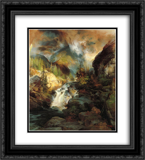 Children of the Mountain 20x22 Black Ornate Wood Framed Art Print Poster with Double Matting by Moran, Thomas