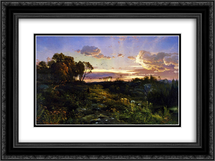 Dusk Wings 24x18 Black Ornate Wood Framed Art Print Poster with Double Matting by Moran, Thomas