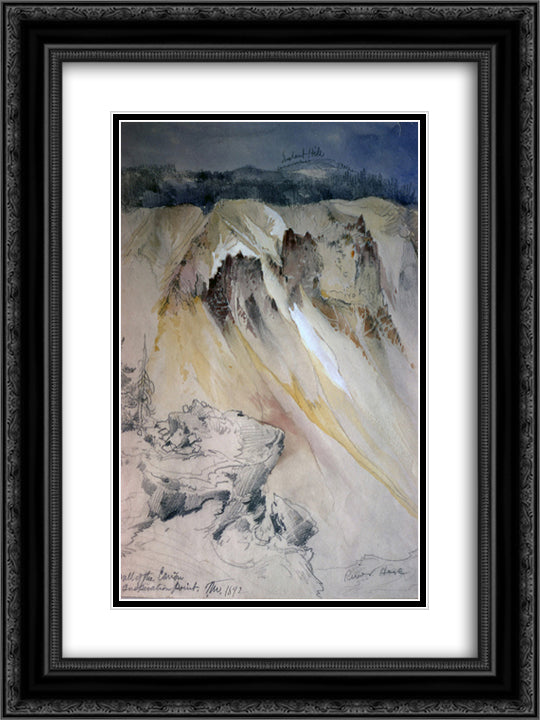 East wall of the canyon from Inspiration Point 18x24 Black Ornate Wood Framed Art Print Poster with Double Matting by Moran, Thomas