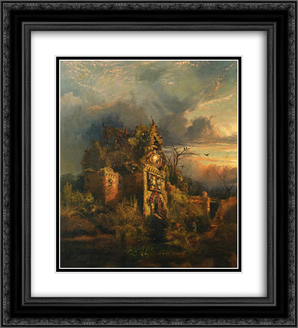 Haunted House 20x22 Black Ornate Wood Framed Art Print Poster with Double Matting by Moran, Thomas
