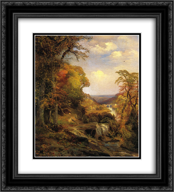 On the Wissahickon near Chestnut Hill 20x22 Black Ornate Wood Framed Art Print Poster with Double Matting by Moran, Thomas