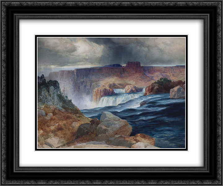 Shoshone Falls, Snake River, Idaho 24x20 Black Ornate Wood Framed Art Print Poster with Double Matting by Moran, Thomas