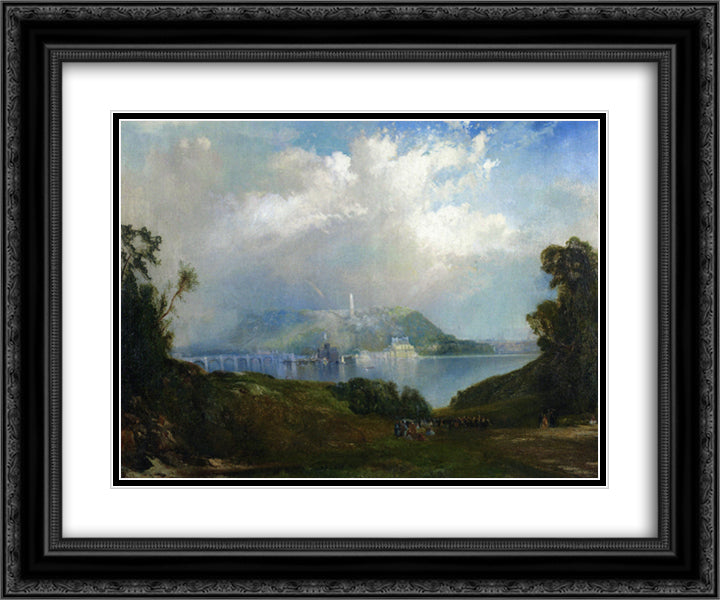 View of Fairmont Waterworks, Philadelphia 24x20 Black Ornate Wood Framed Art Print Poster with Double Matting by Moran, Thomas