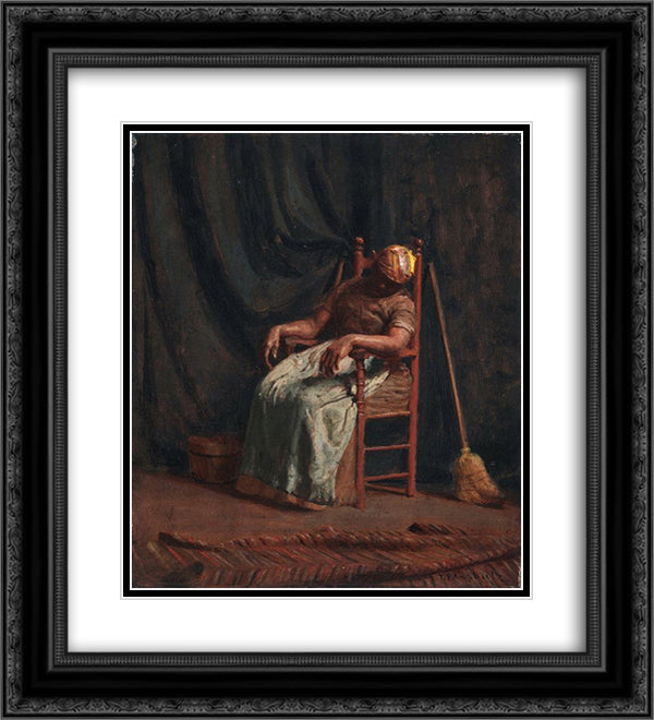 Aunt Hannah 20x22 Black Ornate Wood Framed Art Print Poster with Double Matting by Anshutz, Thomas Pollock