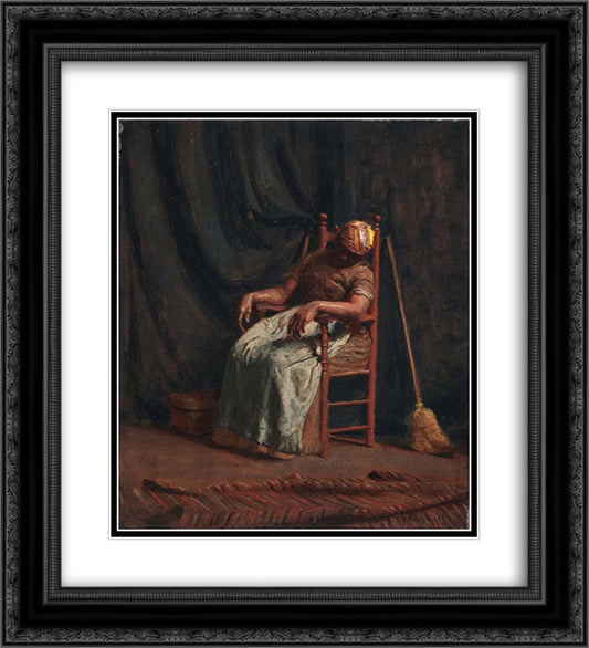 Aunt Hannah 20x22 Black Ornate Wood Framed Art Print Poster with Double Matting by Anshutz, Thomas Pollock