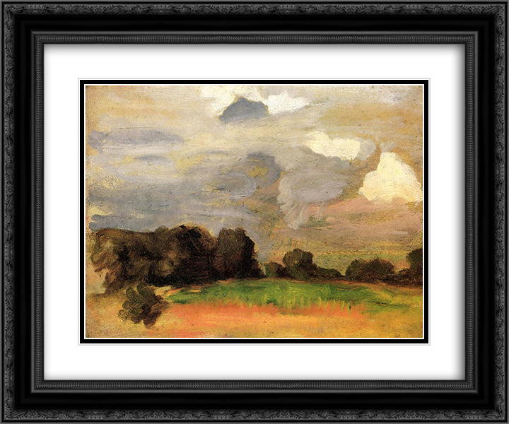 Landscape with grey sky 24x20 Black Ornate Wood Framed Art Print Poster with Double Matting by Anshutz, Thomas Pollock