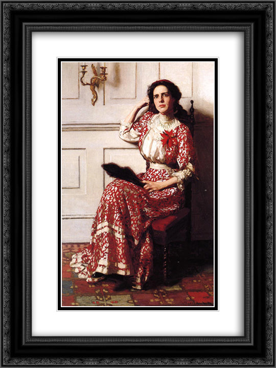 Portrait of Rebecca H. Whelan 18x24 Black Ornate Wood Framed Art Print Poster with Double Matting by Anshutz, Thomas Pollock