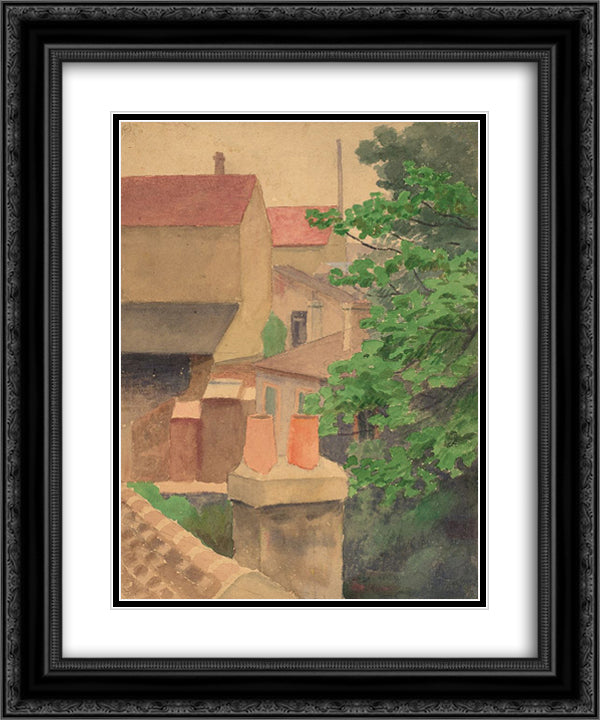 Rooftops, St. Cloud 20x24 Black Ornate Wood Framed Art Print Poster with Double Matting by Anshutz, Thomas Pollock