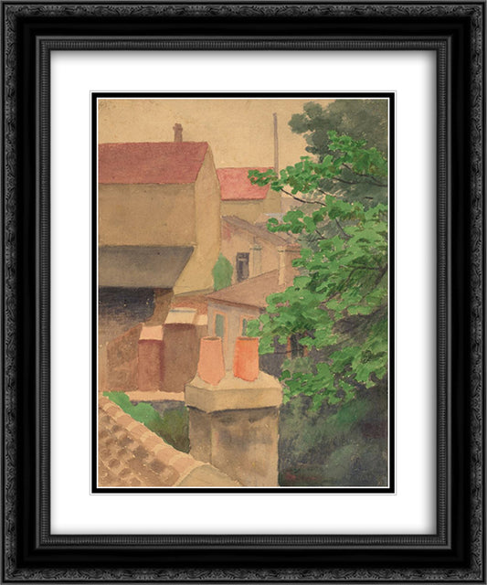 Rooftops, St. Cloud 20x24 Black Ornate Wood Framed Art Print Poster with Double Matting by Anshutz, Thomas Pollock