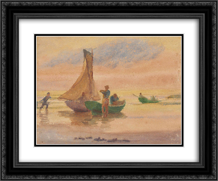 Sunset Glow (recto) 24x20 Black Ornate Wood Framed Art Print Poster with Double Matting by Anshutz, Thomas Pollock