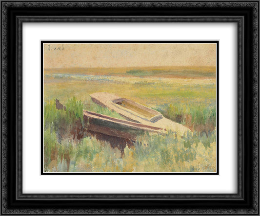 Sunset Glow (verso) 24x20 Black Ornate Wood Framed Art Print Poster with Double Matting by Anshutz, Thomas Pollock