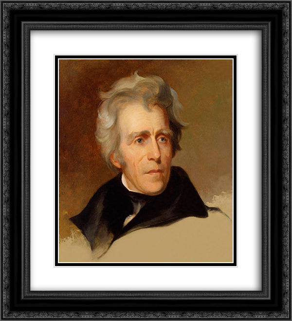 Andrew Jackson 20x22 Black Ornate Wood Framed Art Print Poster with Double Matting by Sully, Thomas