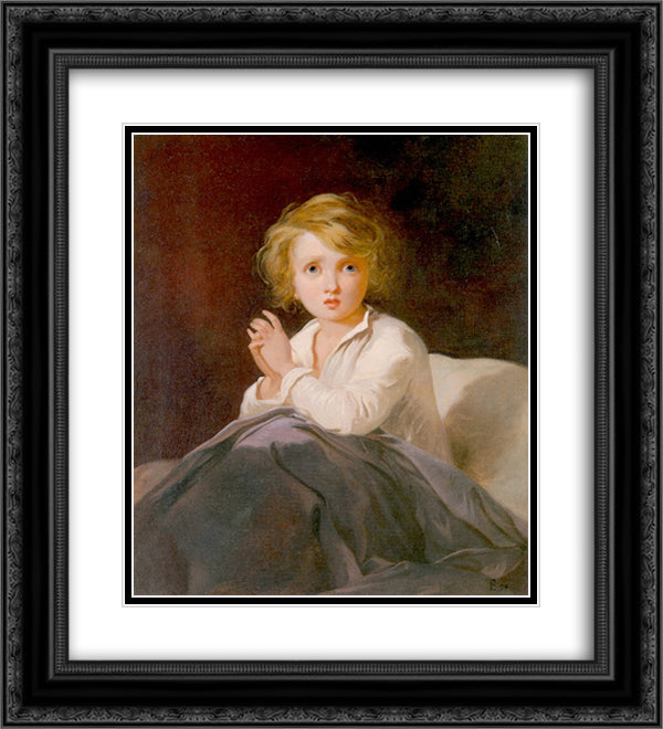 Child in Bed 20x22 Black Ornate Wood Framed Art Print Poster with Double Matting by Sully, Thomas