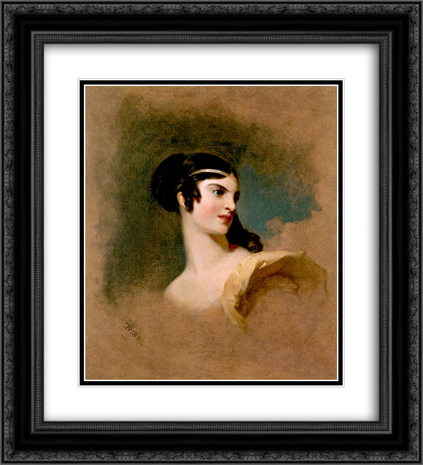 Fanny Kemble as Julia in the Hunchback 20x22 Black Ornate Wood Framed Art Print Poster with Double Matting by Sully, Thomas