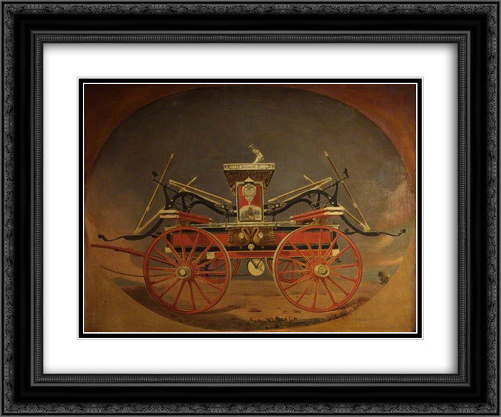 Fire Steamer Engine 'Fairmount' 24x20 Black Ornate Wood Framed Art Print Poster with Double Matting by Sully, Thomas