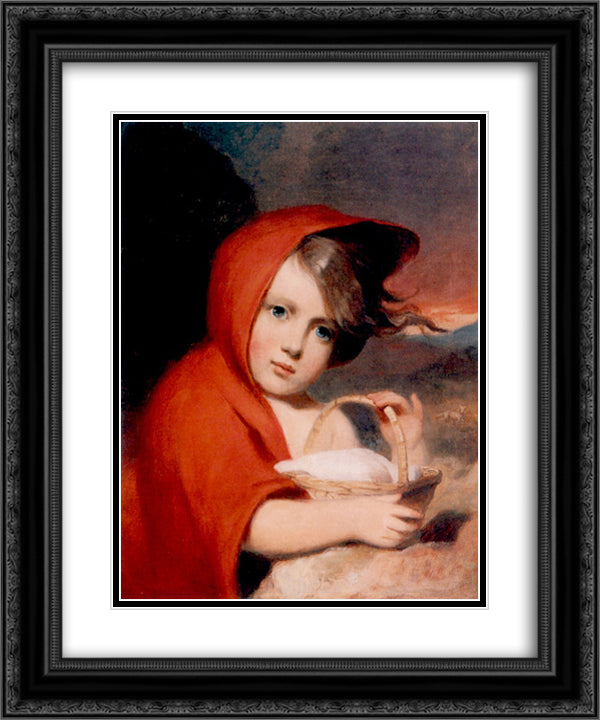 Little Red Riding Hood 20x24 Black Ornate Wood Framed Art Print Poster with Double Matting by Sully, Thomas