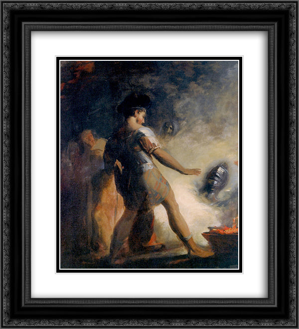 Macbeth in the Witches' Cave 20x22 Black Ornate Wood Framed Art Print Poster with Double Matting by Sully, Thomas