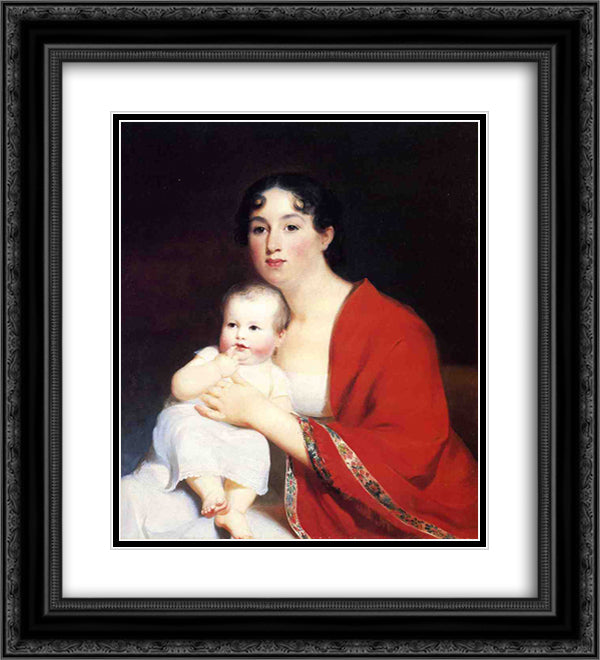 Madame Brujere and Child 20x22 Black Ornate Wood Framed Art Print Poster with Double Matting by Sully, Thomas