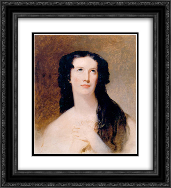 Mary Ann Paton (Mrs. Wood) 20x22 Black Ornate Wood Framed Art Print Poster with Double Matting by Sully, Thomas