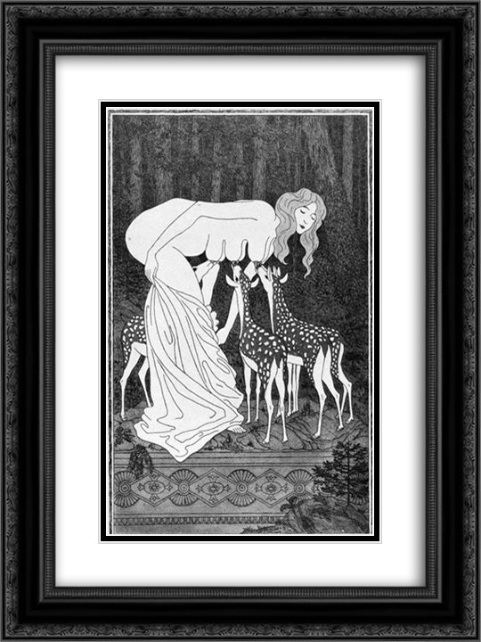 Genevieve 18x24 Black Ornate Wood Framed Art Print Poster with Double Matting by Heine, Thomas Theodor