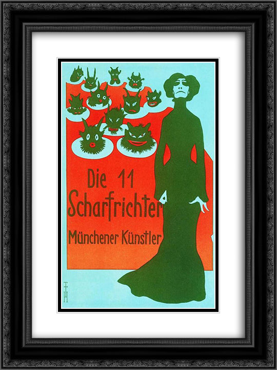 The Eleven Executioners 18x24 Black Ornate Wood Framed Art Print Poster with Double Matting by Heine, Thomas Theodor