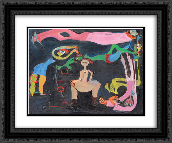Children's Game 24x20 Black Ornate Wood Framed Art Print Poster with Double Matting by Peltz, Tia