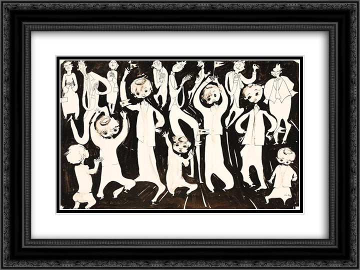Chldren's Festival 24x18 Black Ornate Wood Framed Art Print Poster with Double Matting by Peltz, Tia