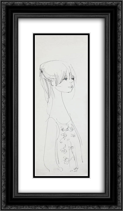 Girl With Blue Eyes 14x24 Black Ornate Wood Framed Art Print Poster with Double Matting by Peltz, Tia