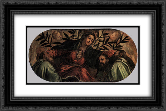 Allegory of the Scuola della Misericordia 24x16 Black Ornate Wood Framed Art Print Poster with Double Matting by Tintoretto