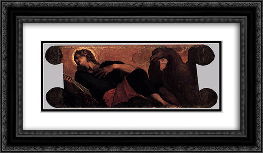 Allegory of the Scuola di San Giovanni Evangelista 24x14 Black Ornate Wood Framed Art Print Poster with Double Matting by Tintoretto