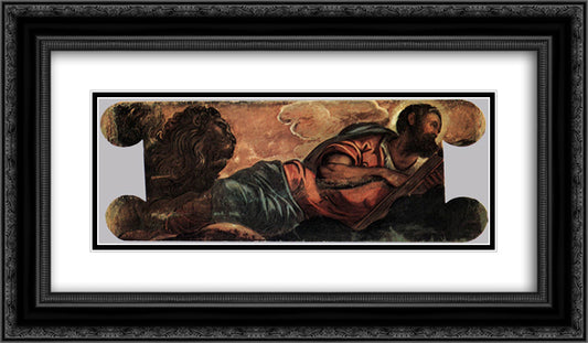 Allegory of the Scuola di San Marco 24x14 Black Ornate Wood Framed Art Print Poster with Double Matting by Tintoretto