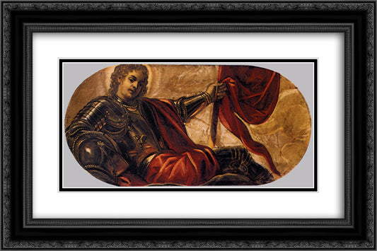 Allegory of the Scuola di San Teodoro 24x16 Black Ornate Wood Framed Art Print Poster with Double Matting by Tintoretto