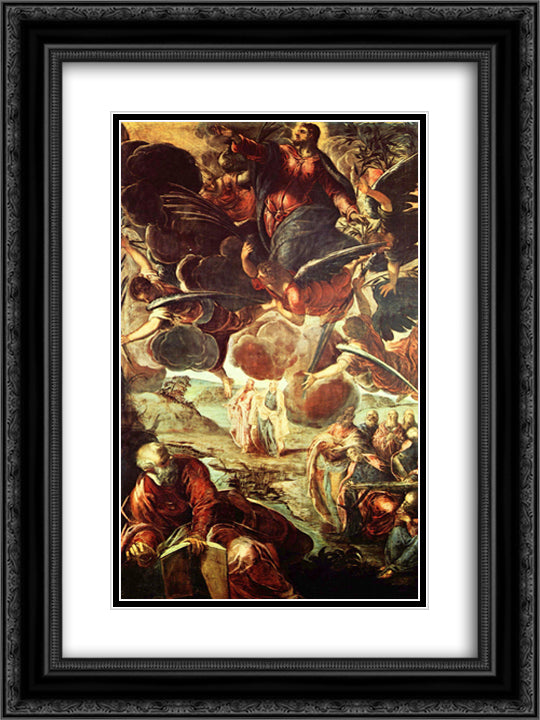 Ascension of Christ 18x24 Black Ornate Wood Framed Art Print Poster with Double Matting by Tintoretto