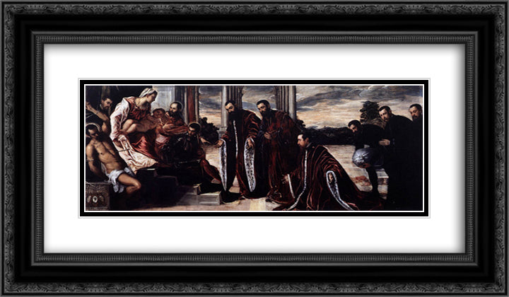 Camerlenghi Madonna (Madonna of the Treasurers) 24x14 Black Ornate Wood Framed Art Print Poster with Double Matting by Tintoretto