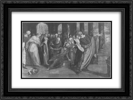 Christ 24x18 Black Ornate Wood Framed Art Print Poster with Double Matting by Tintoretto