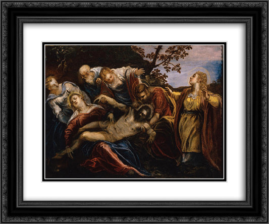 Deploration of Christ 24x20 Black Ornate Wood Framed Art Print Poster with Double Matting by Tintoretto