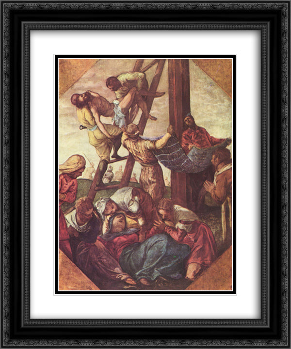 Deposition 20x24 Black Ornate Wood Framed Art Print Poster with Double Matting by Tintoretto