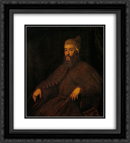 Doge Alvise Mocenigo 20x22 Black Ornate Wood Framed Art Print Poster with Double Matting by Tintoretto