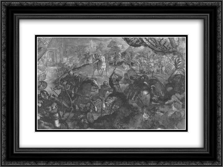 Federico I. Gonzaga, the city of Legnano 24x18 Black Ornate Wood Framed Art Print Poster with Double Matting by Tintoretto