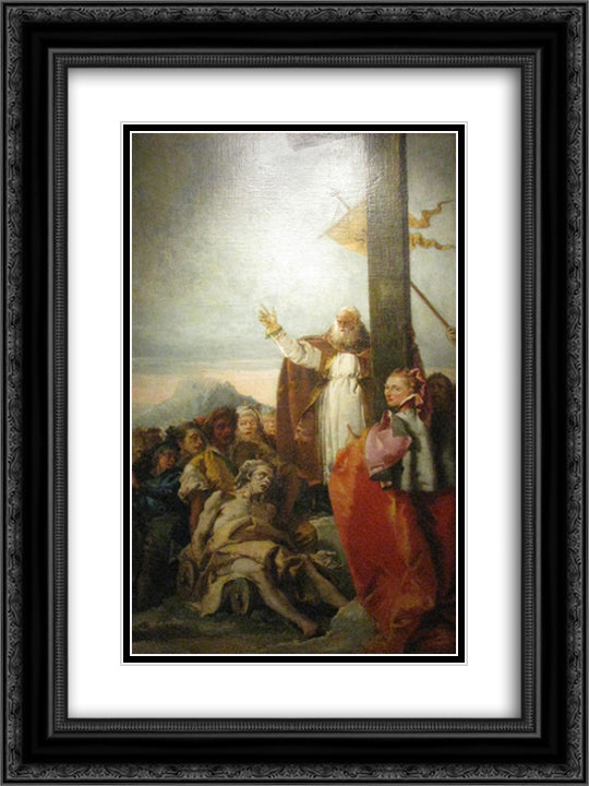 Finding the True Cross 18x24 Black Ornate Wood Framed Art Print Poster with Double Matting by Tintoretto