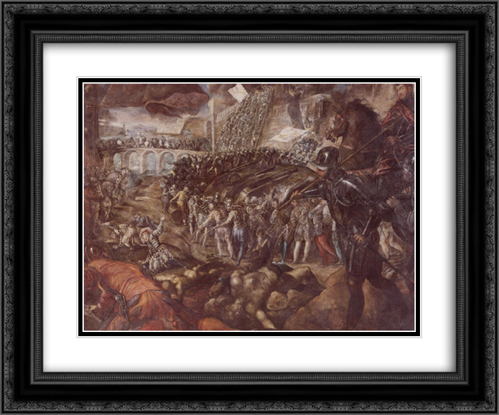 Frederick II conquered Parma in 1521 24x20 Black Ornate Wood Framed Art Print Poster with Double Matting by Tintoretto