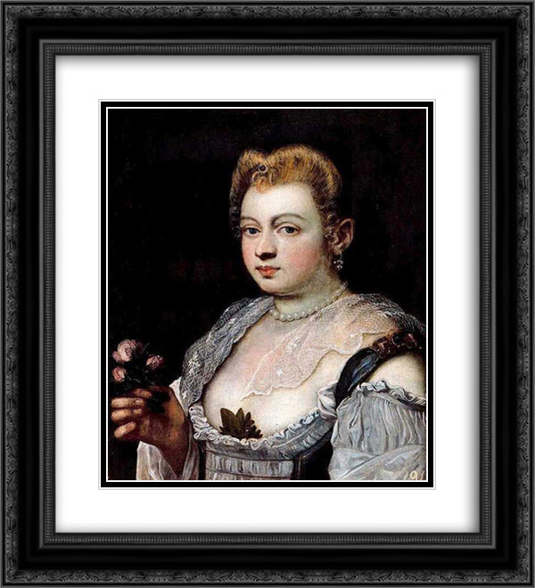 Jacopo Robusti Il Tintoretto, Flora 20x22 Black Ornate Wood Framed Art Print Poster with Double Matting by Tintoretto