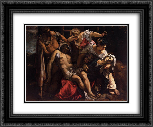 Lamentation over the Dead Christ 24x20 Black Ornate Wood Framed Art Print Poster with Double Matting by Tintoretto